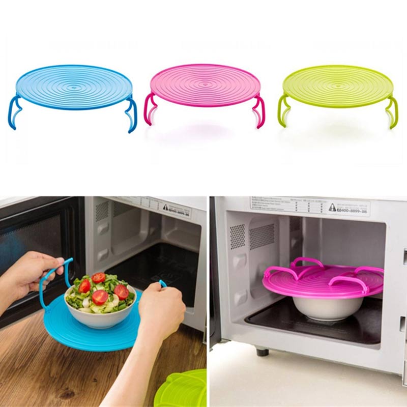 Multifunctional microwave oven heating layered tray rack dish rack grill cover kitchen tool accessories three colors optional