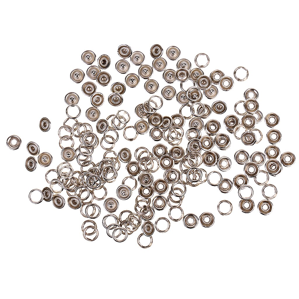 50 Sets No Sew-on Snap Buttons Metal Snaps Fasteners Press Studs Buttons for Sewing, 9.5 mm,Silver