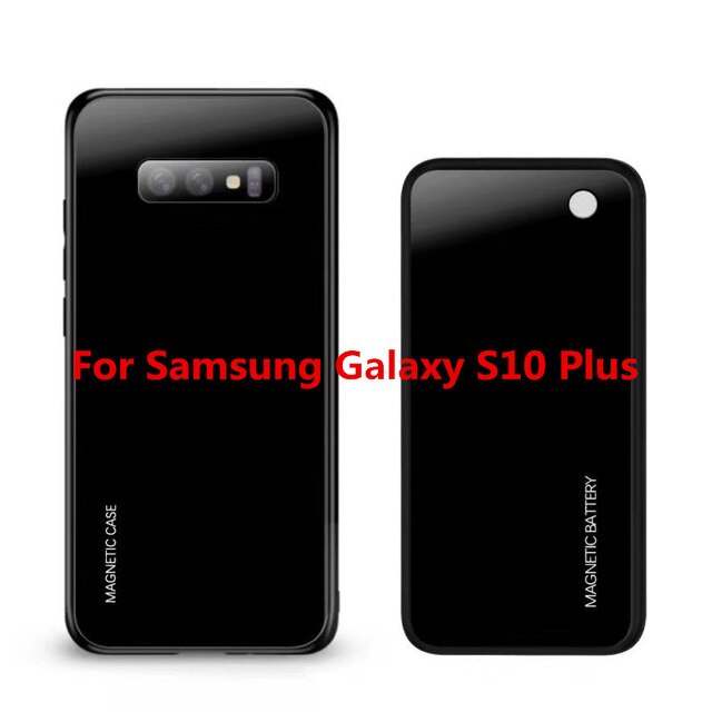 Hstnbveo batteriopladeretuier til samsung galaxy  s10 plus  s10e powerbank etui trådløs opladning magnetisk batteritaske til  s10: Sort til  s10 plus