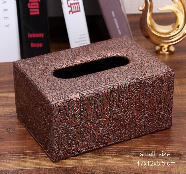 Pu en houten rechthoekige verwijderbare thuis auto tissue box deksel zakdoekendoos auto papier opbergruimte thuis bruiloft decoratie 527: Kleine retro
