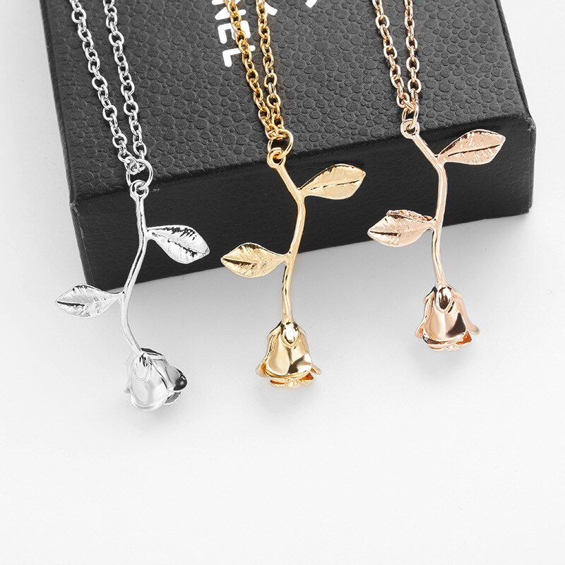 Sumeng zarte rosenblüten-anhänger-halskette, bezaubernder schmuck in gold- und silberfarben, wunderschöne rosen-halskette für damen und mädchen