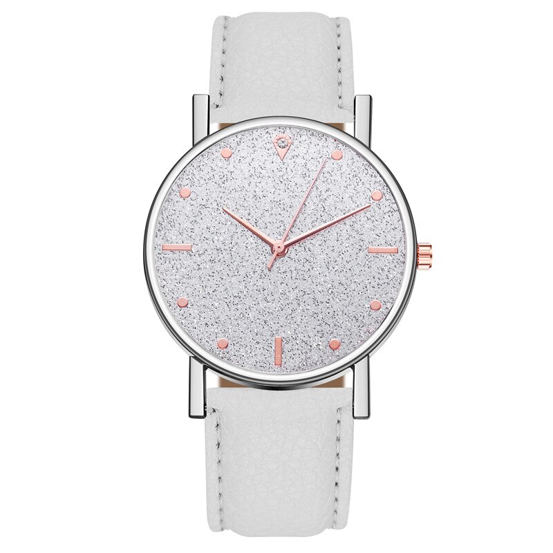 Kvinders stjernehimmelurskive ur kvinders læderrem quartz dameur armbåndsur orologio donna relojes: Hvid