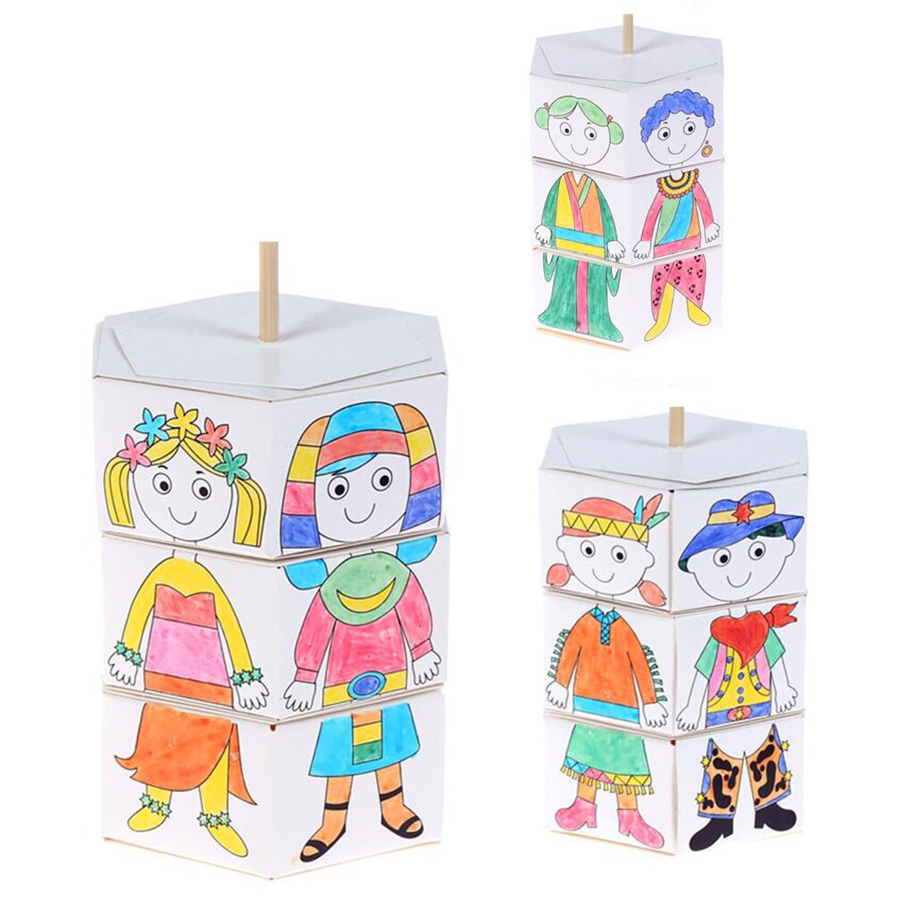 Baby Ambachtelijke Speelgoed Roterende Diy Papier Bijpassende Rotatie Omkleden Pop Creatieve Handwerk Puzzel Kleuterschool Speelgoed Voor Kinderen: A Indian