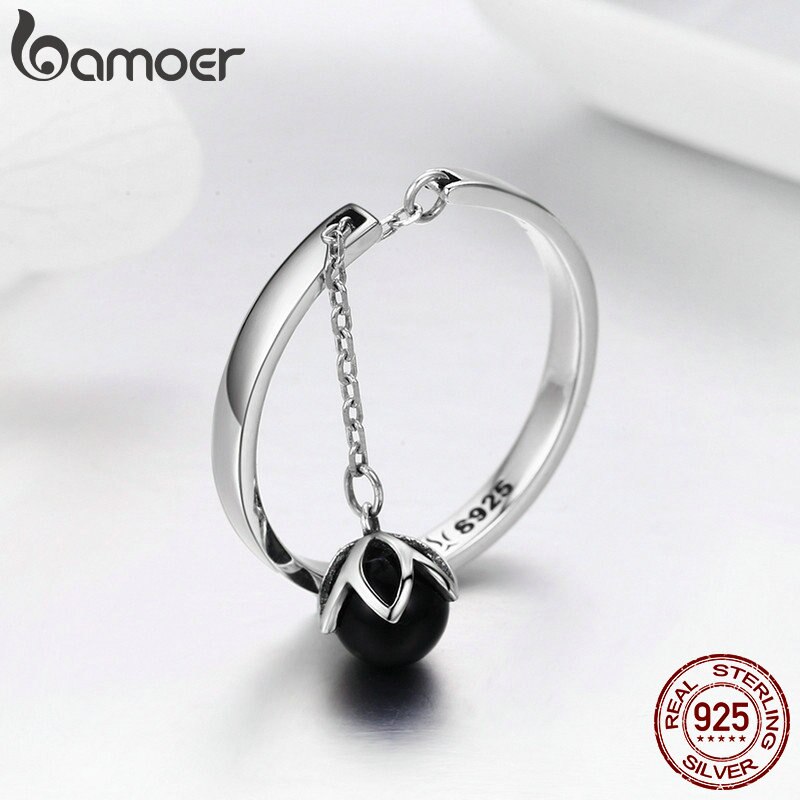 BAMOER offre spéciale authentique 925 en argent Sterling larmes de fleurs balancent des bagues ouvertes pour les femmes en argent Sterling bijoux SCR314