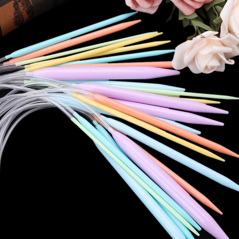 12x Plastic Circular Knitting Needle Crochet Set Craft Multicolor Tube 40cm 80cm Crafts Sewing Tools Accessory