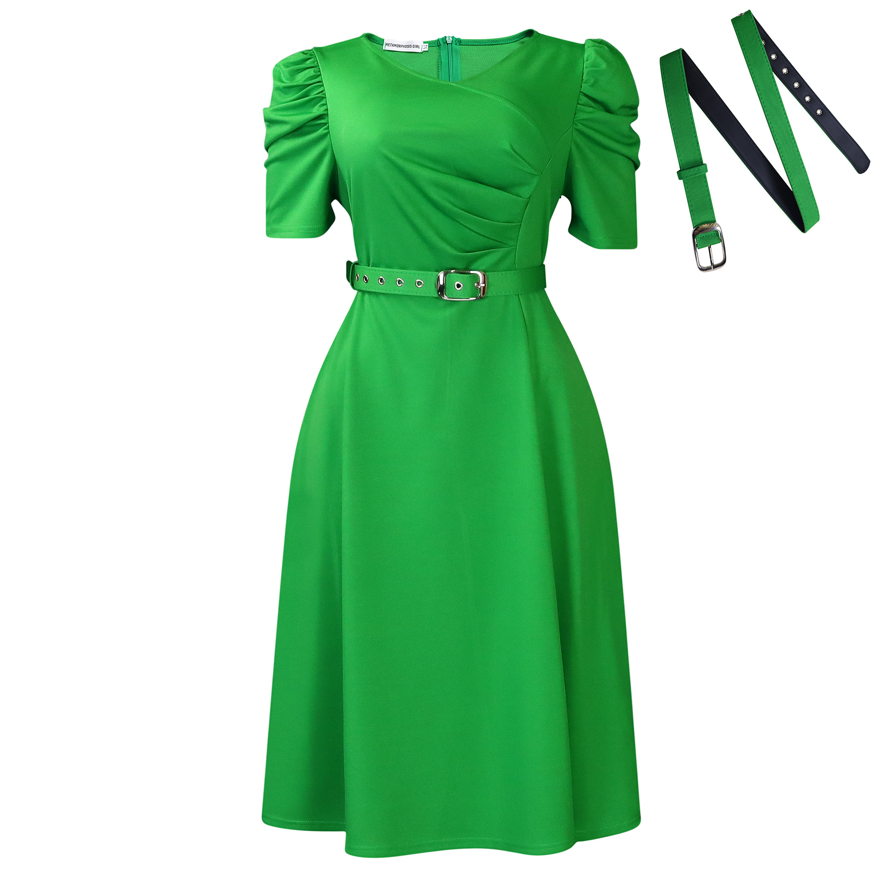 Kjole kvinder bodycon fest lange kjoler flæser sløjfe høj talje hvid sommer fest bryllup vestidos vintage nat: Xxxl / Grøn
