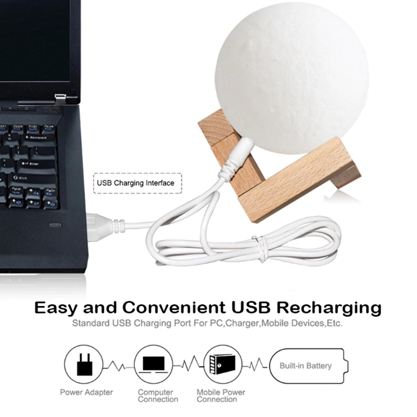 Lámpara de Luna impresa en 3D personalizada con texto y foto, luz nocturna recargable por USB, táctil, 2 colores, luz nocturna personalizada,