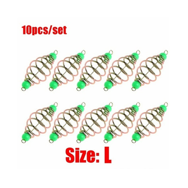 10 Pcs/Set fishing hook Bait spring Hanging Tackle Stainless Steel Feeder Lure Olive Shape Fish Tools Accessories: L