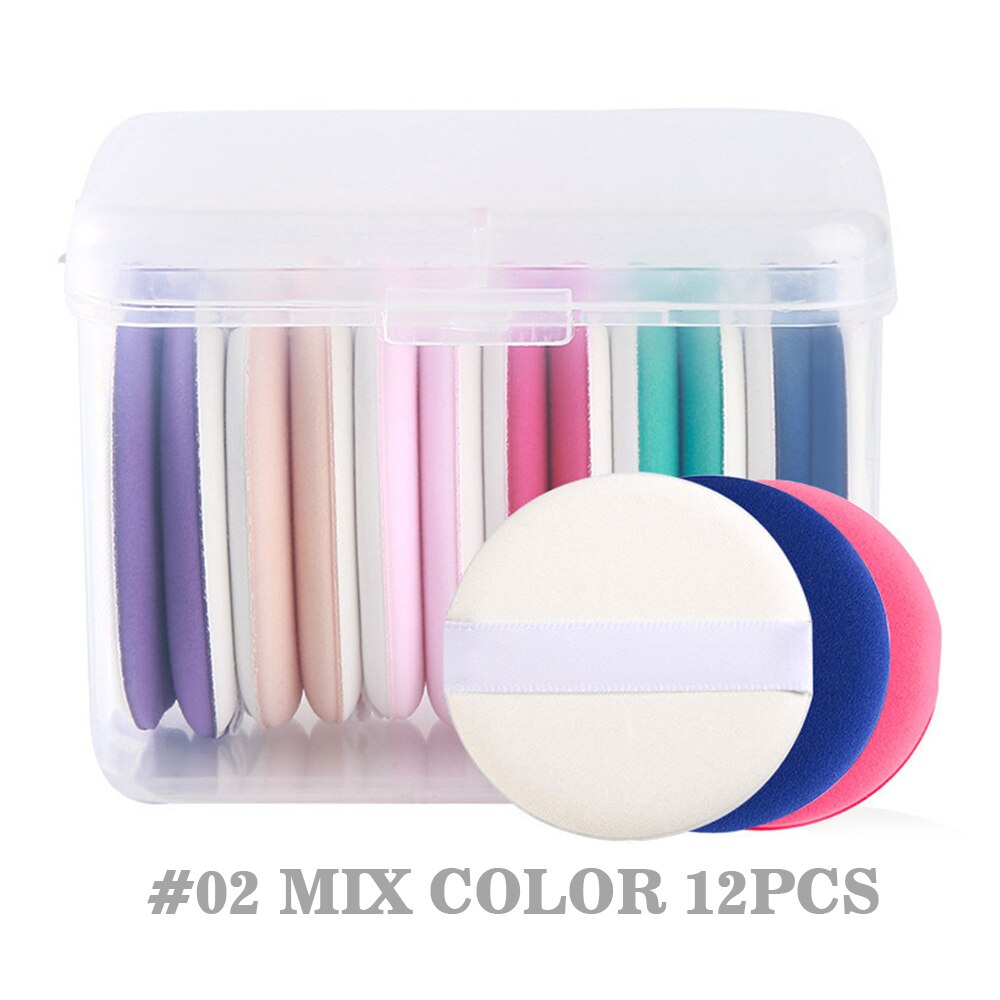 Esponjas redondas portátiles para maquillaje, 12 Uds., almohadillas de polvo sueltas con cojín de aire, con correa para maquillaje en polvo, colorete cosmético: Multicolor