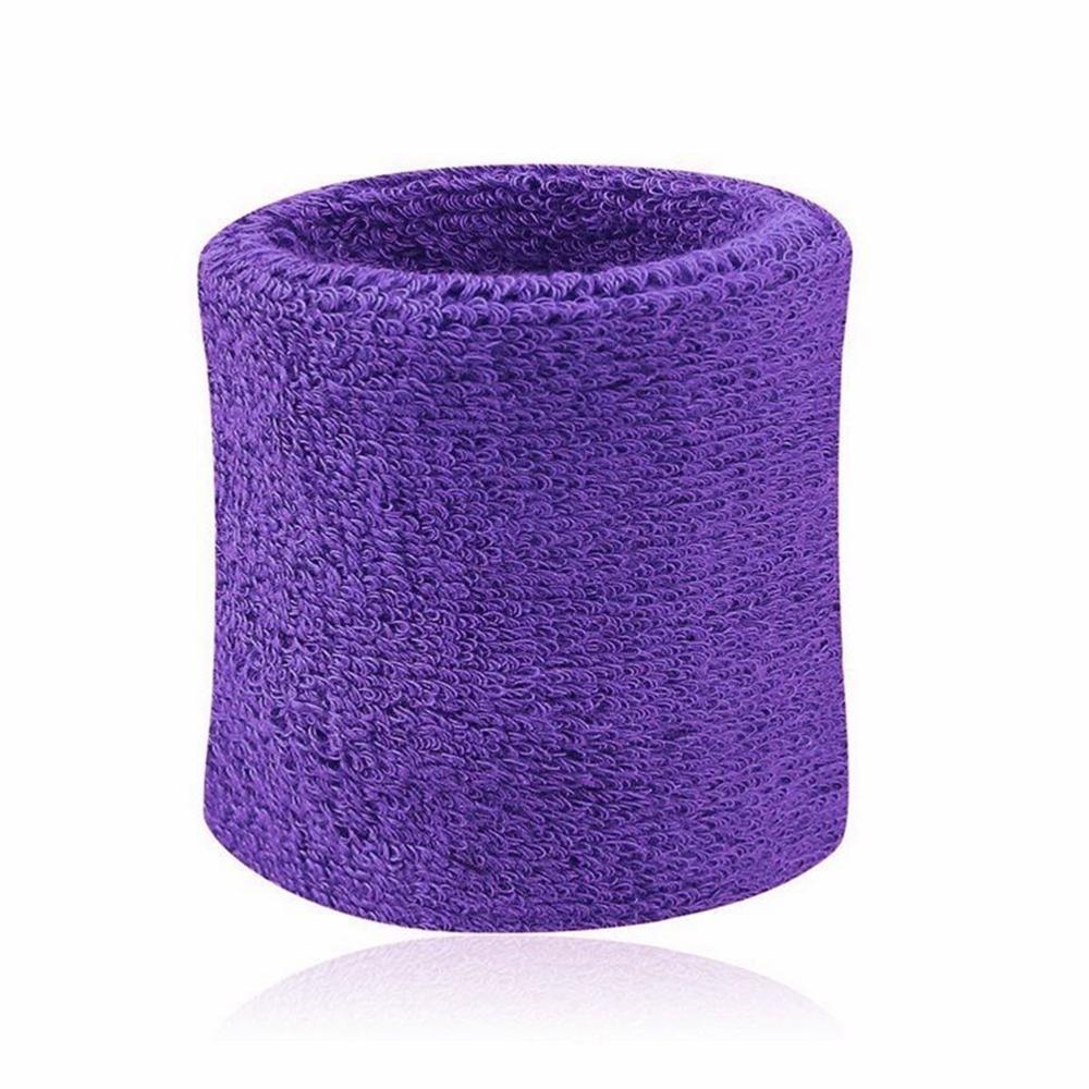 2PCS Colorful Cotton Unisex Sport Sweatband Wristband Wrist Protector Running Badminton Basketball Brace Terry Cloth Sweat Band: Purple