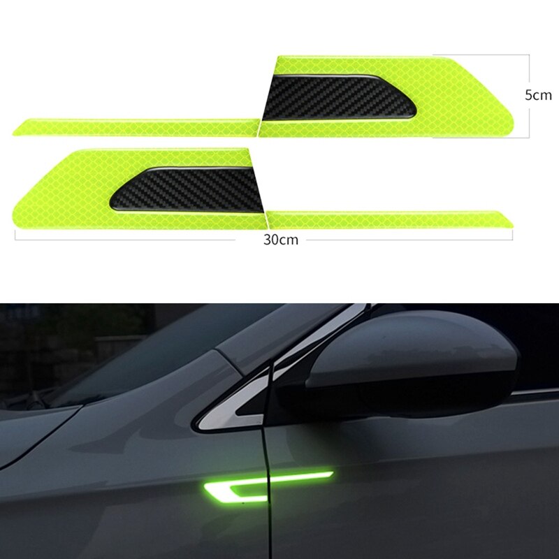 2Pcs/Set Car Reflective Safety Warning Strip Tape Car Bumper Reflective Strips Secure Reflector Stickers Decals: GR