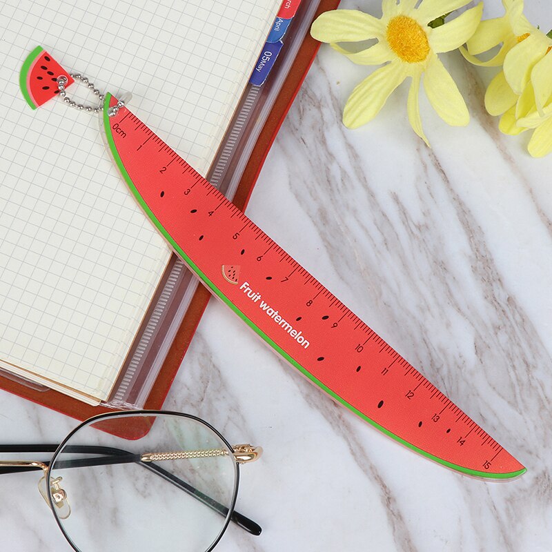 Plastlinjaler rakt mätverktyg söta fruktmönster skolmaterial 17cm * 2.5cm