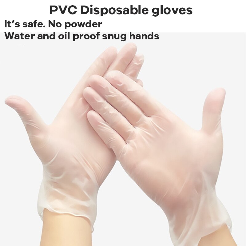 100 pcs Food Grade Household gloves disposable pvc transparent gloves kitchen work plastic transparent durable gloves