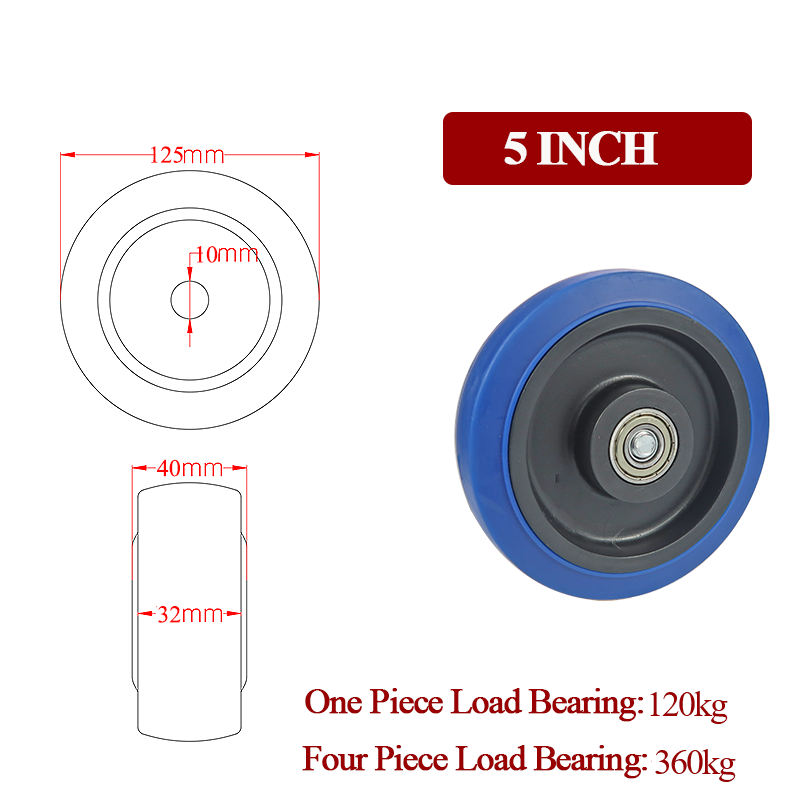 Zwenkwiel Voor Zware Meubels 4 Stuks Industriële Apparatuur Roterende Rubber Marktkar Zware Belasting 3/4/5Inch Slijtvast