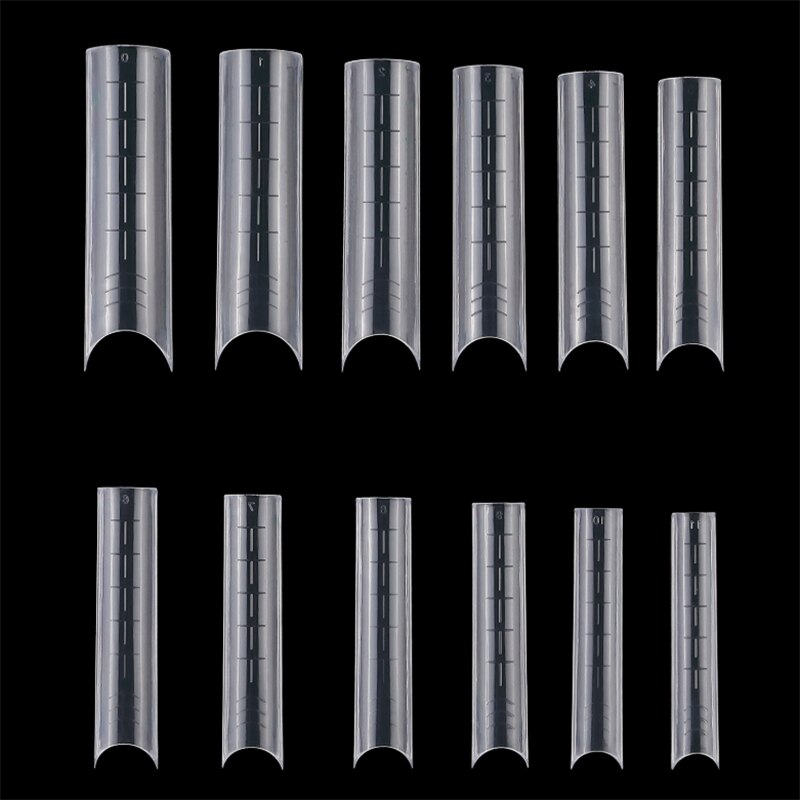 120 Stks/doos Nail Forms Transparante Full Valse Tips Professionele Nail Gel Systeem 12 Maten Met Lijnen Mold Model Valse Nagels tips