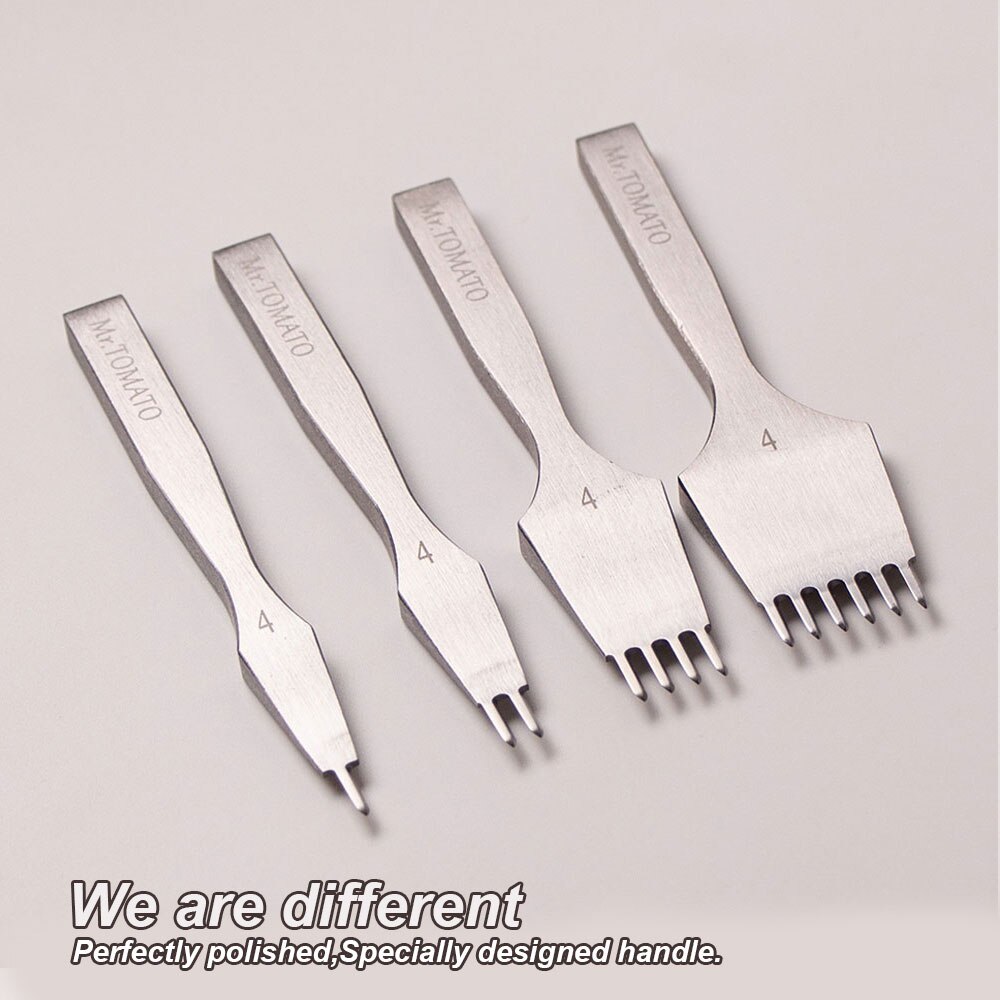 Mr.tomato Leather Chisel Hole Punch Stitching Tool Diamond Pricking Iron Leather Craft tool Polishing 3/4mm 1-2-4-6 teeth