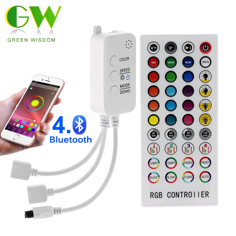 Rgb Led Controller DC12V Bluetooth Muziek Controller Met Timer Modus + 40 Sleutel Ir Afstandsbediening Voor 2835 5050 Rgb led Strip Licht