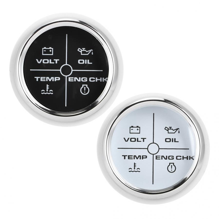 52mm/2in multifunktions 4 led alarm indikator volt vand temp olietryk alarm måler 12/24v til marine båd vand temp adapter