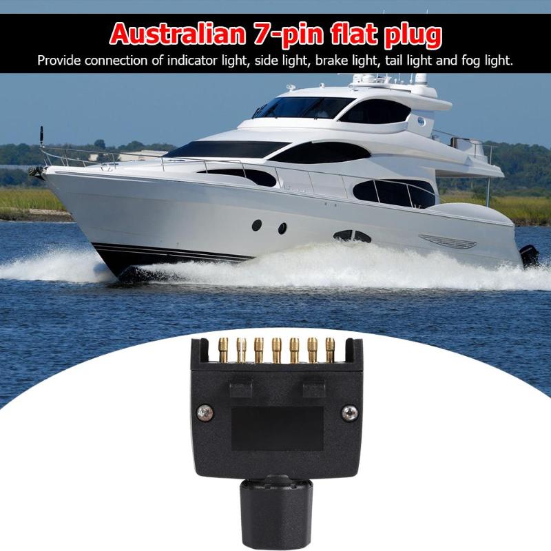 7 pin au flat han trailer stikkontakt stik adapter til rv båd lastbil velegnet til rv lastbil skib og trailer sort