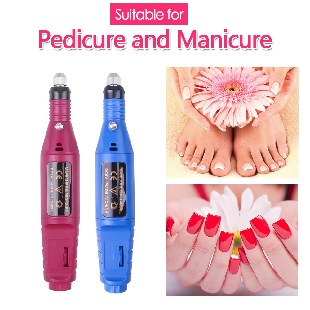 1 sæt power elektrisk manicure maskine pen pedicure neglefil værktøj 6 bits negle boreudstyr