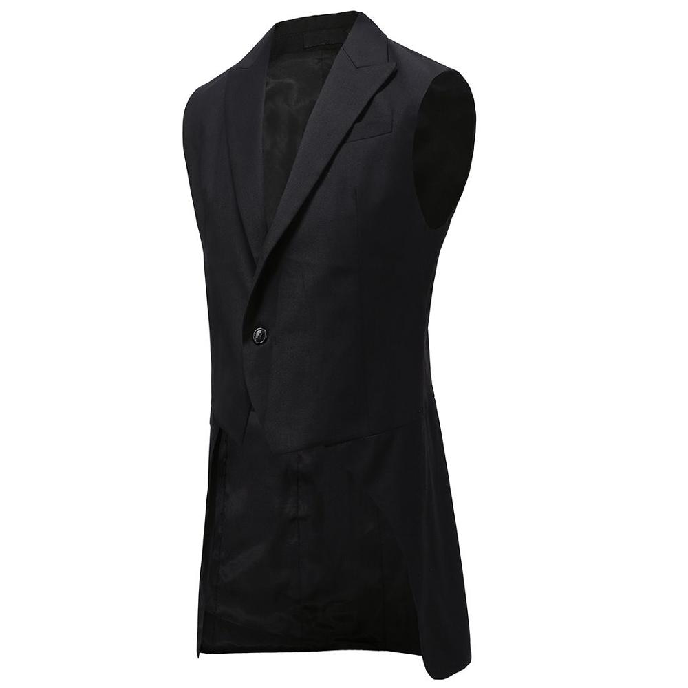 MIXCUBIC Herfst Koreaanse stijl zwarte Hof Vest mannen Business casual slanke lange sectie Vest voor mannen S-XXL