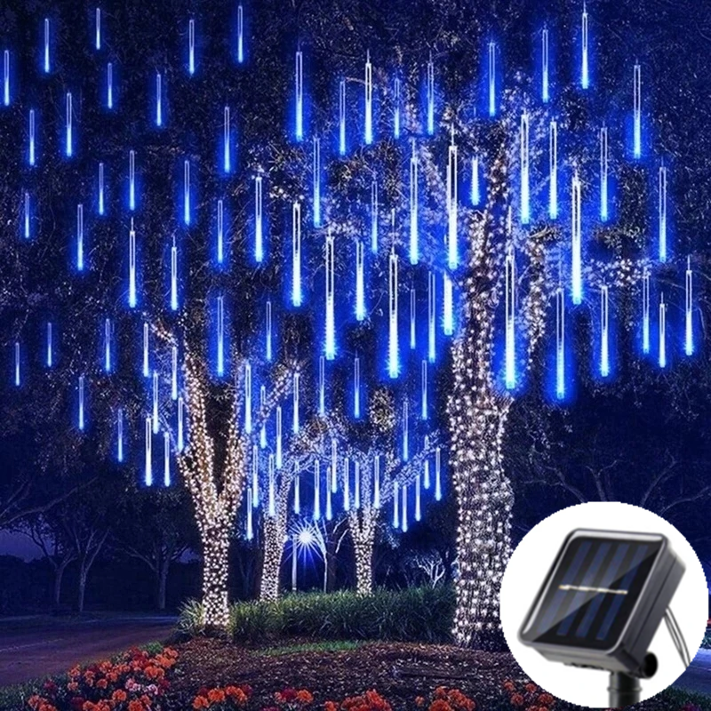Lumière Led solaire extérieure pluie de météores lumières étanche décor de jardin guirlande de rue extérieure nouvel an décoration de noël: ROSE / 0-5W