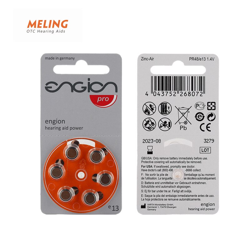 Meling ENGION Zinc Air 1.4V Battery for BTE ITE Hearing Aid e13/A13/PR48 Performance Hearing Aid Batteries made in Germany