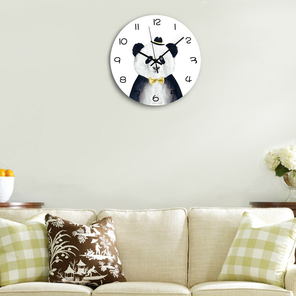 12 '' stille decoratieve wandklok van acryl, nodern quartz, schattige panda leeuw, digitaal, 3d-inch klok aan de muur, horloge, woondecoratie