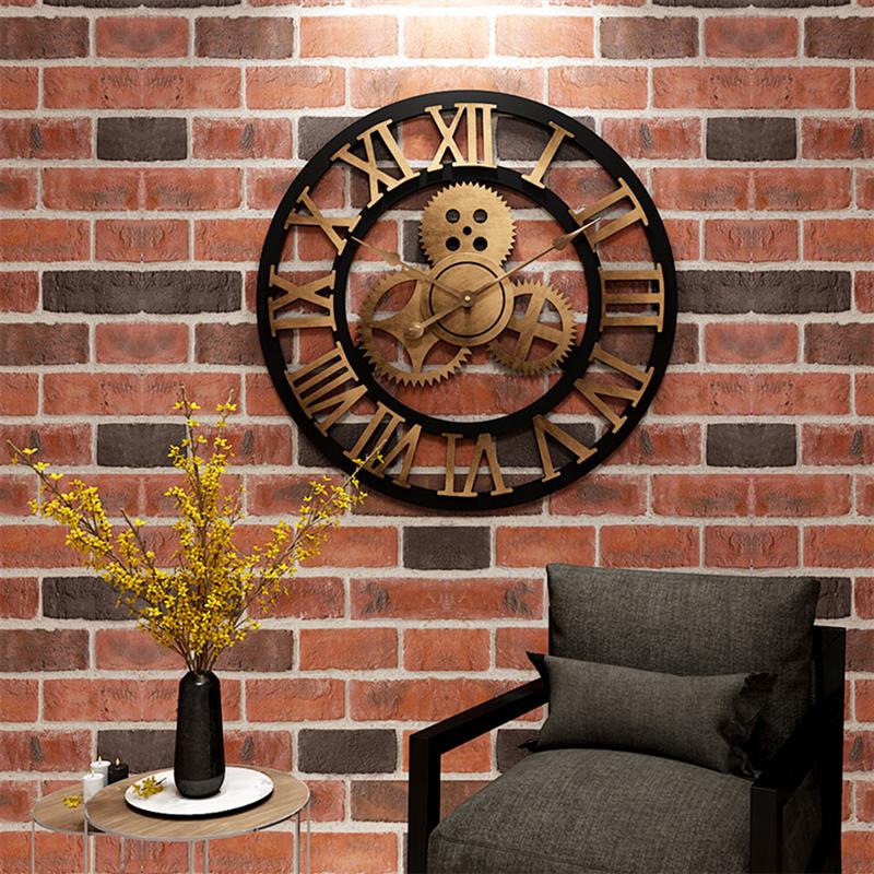 Industriële wandklok romeinse cijfers retro wandklokken industriële stijl huisdecoratie hangende horloge wanddecoratie
