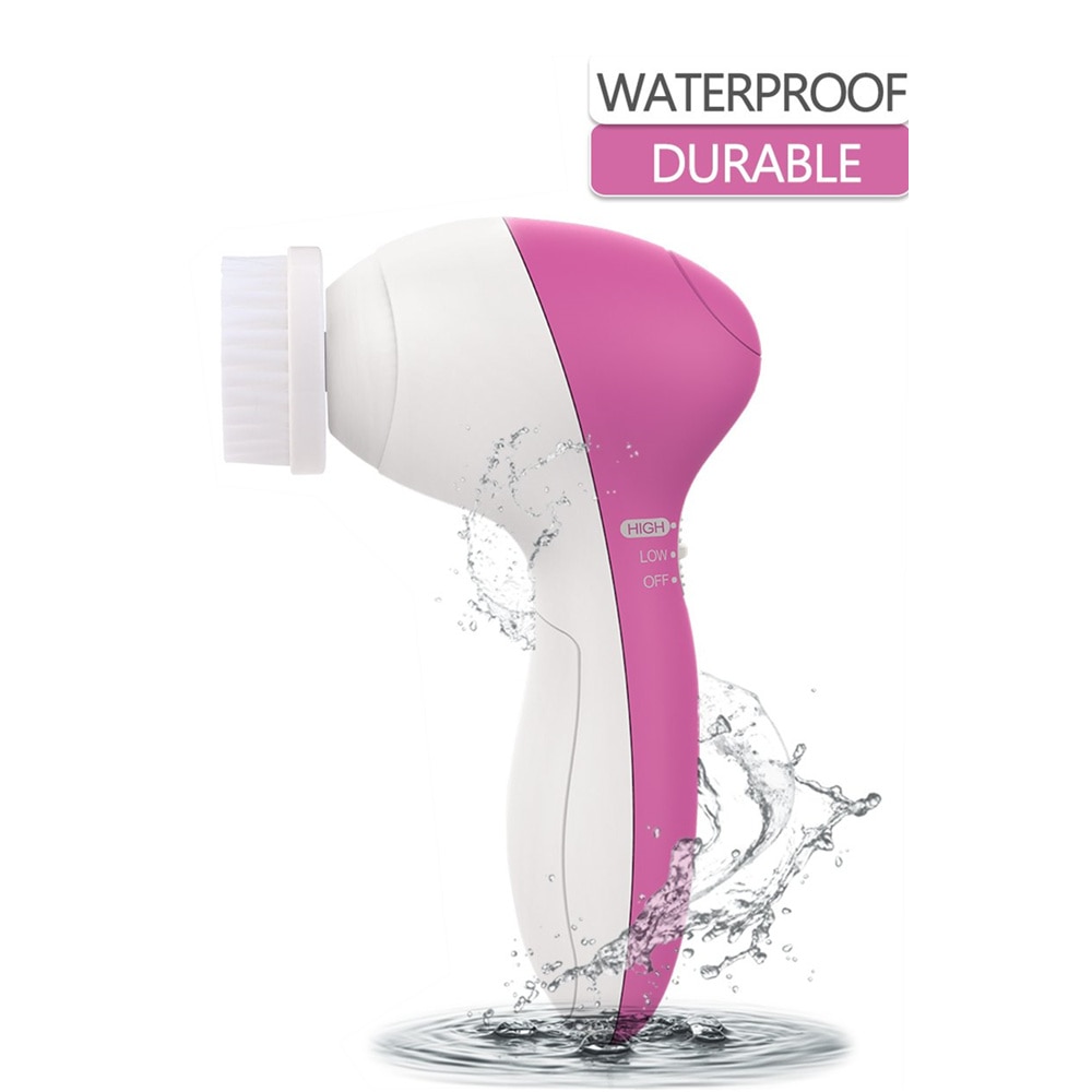 Brosse électrique de nettoyage du visage 5 in en 1, machine de nettoyage du visage, nettoyeur des pores de la peau, nettoyage du corps, massage, beauté, brosse de massage