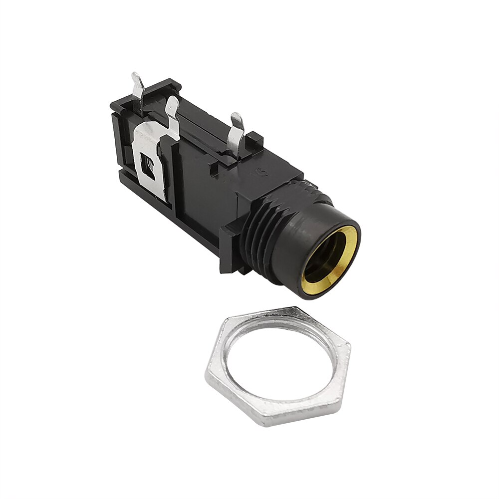 Conector de Audio para chasis de 6,35 MM, 6,35mm, 1/4 pulgadas, montaje en Panel PCB, micrófono, altavoz, adaptador de conector de Audio para chasis, 5 unids/lote