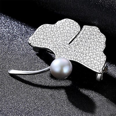 100% 925 Sterling Silver Ginkgo leaves Brooches for Women Wedding Banquet Brooches Jewelry Lapel Pin Bijoux: A