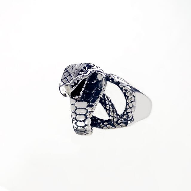 Anillo ajustable para hombres, niñas y mujeres, serpiente negra de oro ajustable, Animal feroz, Retro, Punk, esguinces muy grandes, Faraón egipcio: RK5
