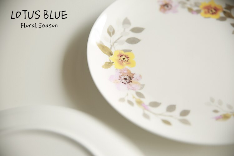 Porcelæn tallerken fad på glaseret blomstret gul blomst trykt bøf tallerkener mad småkager fade 8 tommer sød