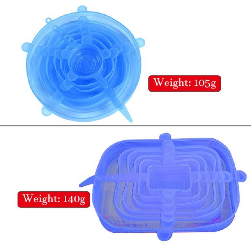 6 Pcs Herbruikbare Siliconen Deksels Voor Voedsel Aanpasbaar Siliconen Caps Voor Kookgerei Vierkante Siliconen Stretch Cover Vacuüm Voedsel Verpakking siliconen vershoud deksels