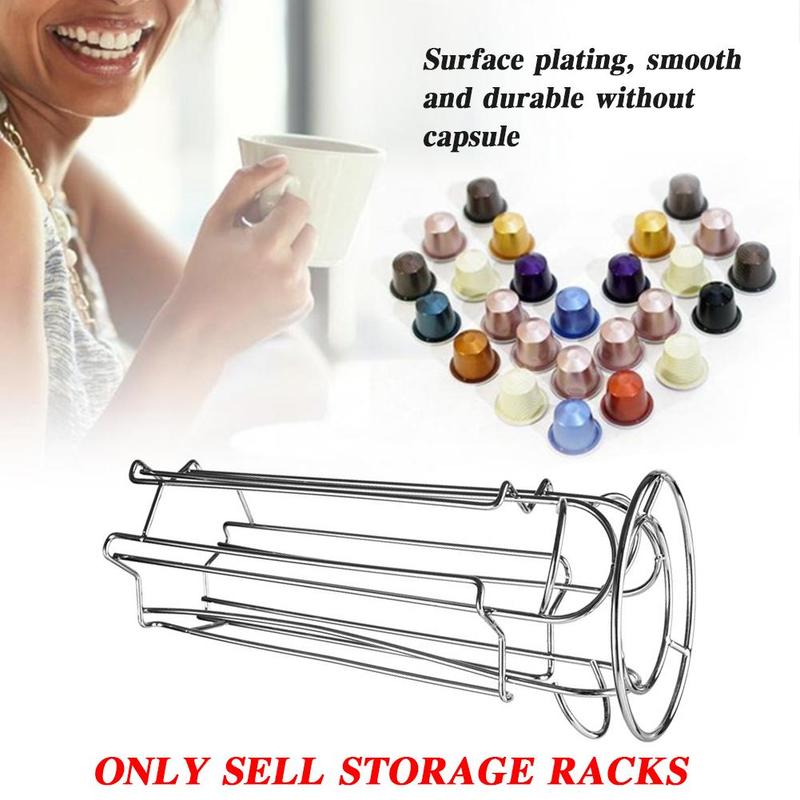 Metal Coffee Pods Holder Iron Chrome Plating Stand Coffee Capsule Storage Rack Dolce Gusto Capsule Kitchen Supplies