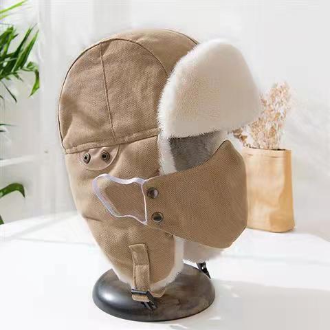 Ear Cap Mannen Bescherming Biking Skiën Koude Kleding Masker Bril Koperen Gesp Piloot Katoenen Hoed Verdikt Warm: Army Green