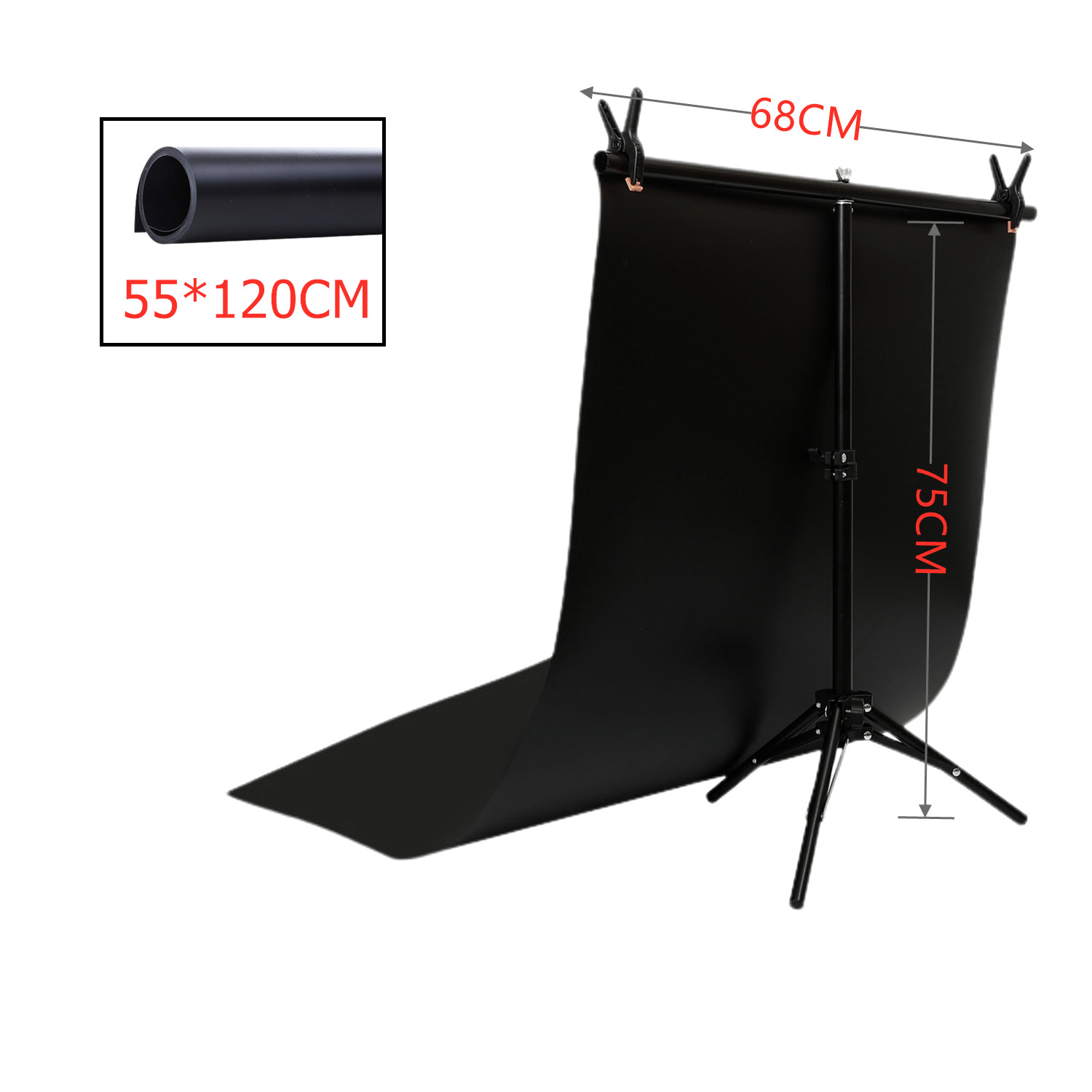 Photography PVC Backdrop Background Support Stand System Metal backgrounds for photo studio with 2 clamps: GRAY