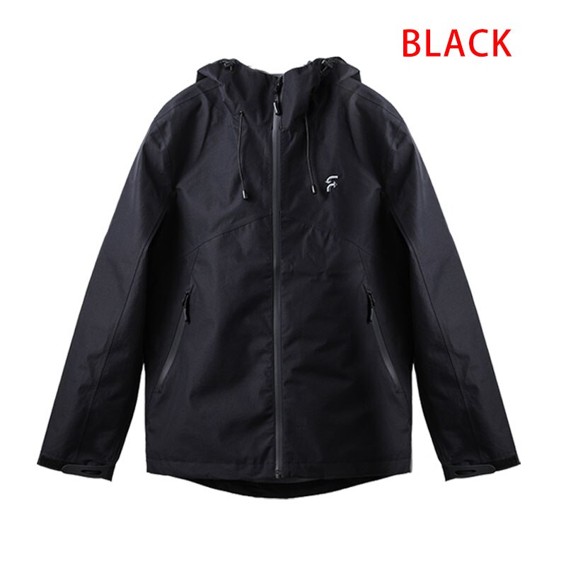 Outdoor Windbreaker Hiking Jacket Camping Sports Waterproof Clothes Sun-Protective with Hooded Adventure Breathable Quick Dry: BLACK / L