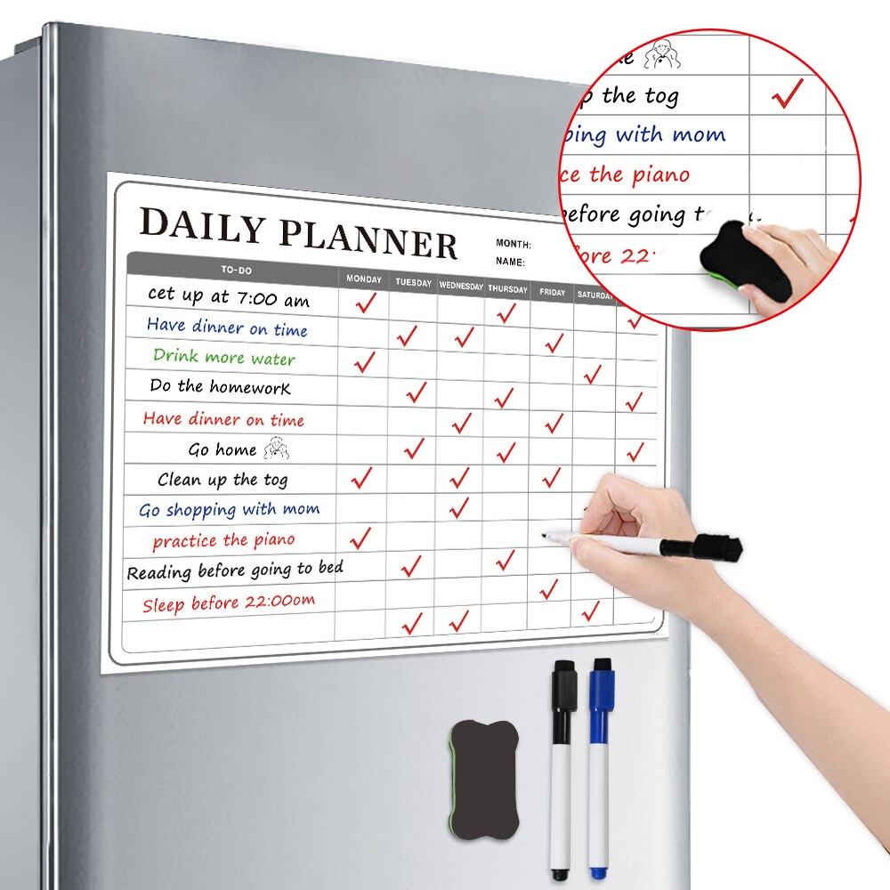 School Magnetic Whiteboard Sticker Dry Erase Calendar Daily Weekly Monthly Planner Writing Board Family Office Message Board