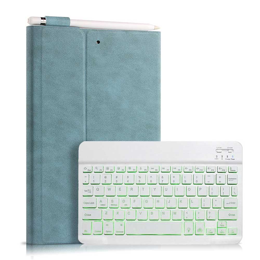 Funda para tableta para iPad 10,2 , teclado Bluetooth con ranura para lápiz, 7. ª generación, A2197, A2200, A2198: Blue-W-Backlit