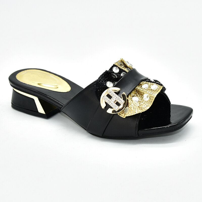 Nigerian Women Sandal Italian Style Slingbacks African Women Slippers Luxury Shoes Women: Black / 7.5