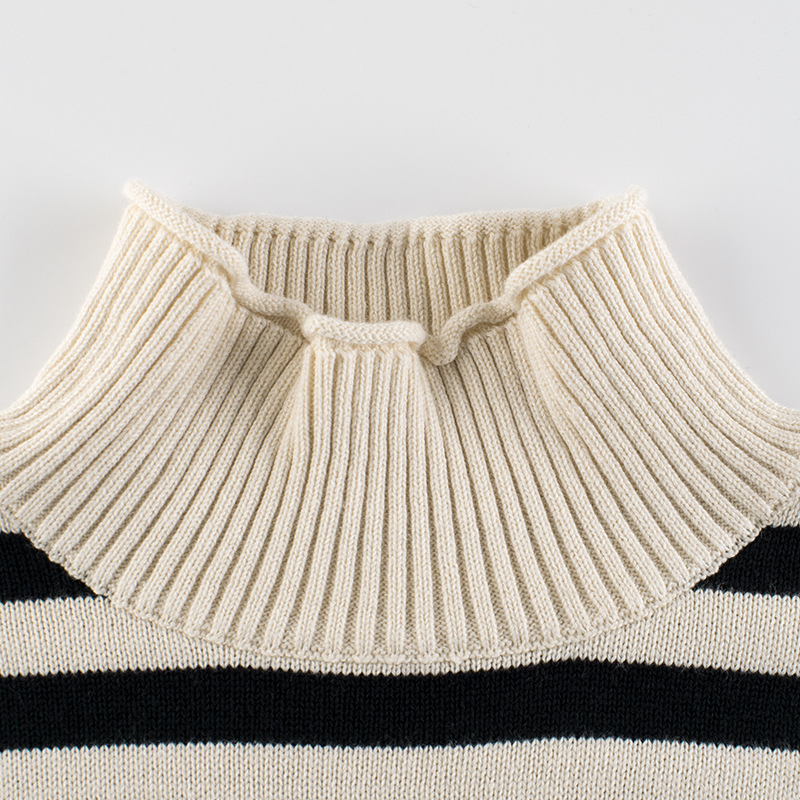 Maglione per bambini per ragazze 2022 primavera autunno abiti 100% cotone a righe novità maglione lavorato a maglia per bambini maglioni a collo alto Casual