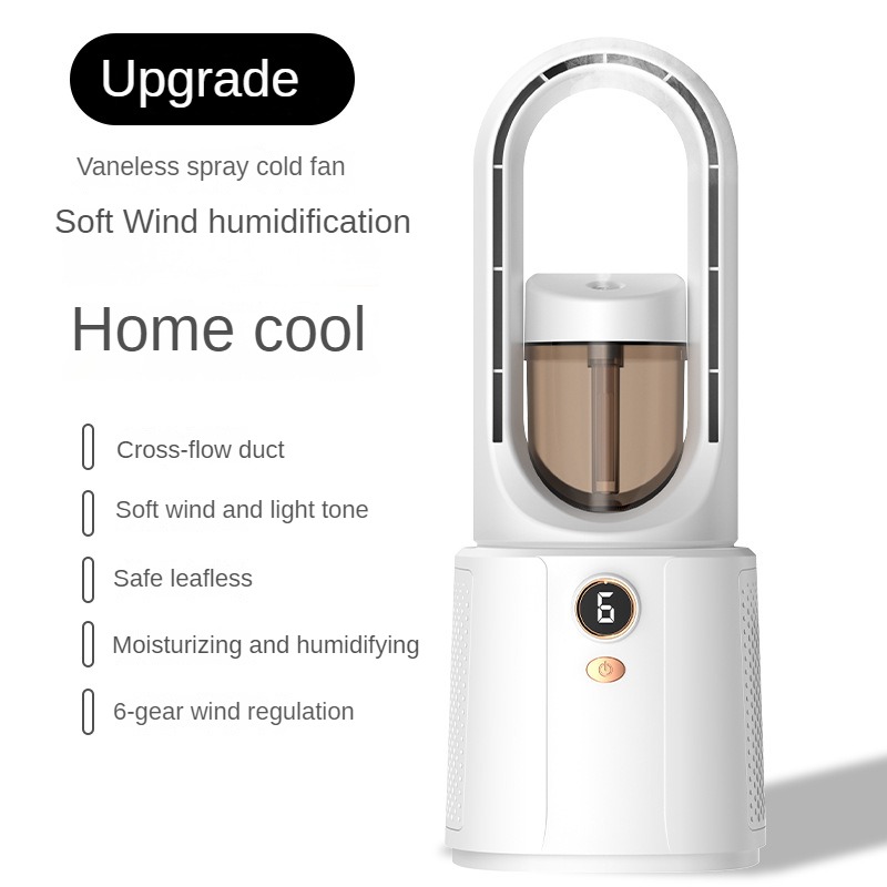 Bladloze Ventilator Draagbare Airconditioner Led Display Desktop Ventilatorblad Koelkoeler Ventilator Toren Luchtkoeler Voor Kantoor Slaapkamer: Beige