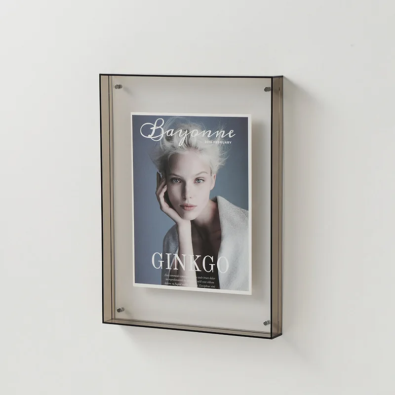 Multi-størrelse transparent akryl fotoramme æske fotokortholder indvendig ramme billeddisplay stativ kontor hjem skrivebord dekoration: 40 x 30cm / Blå