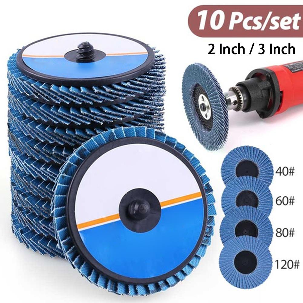 10PCS 2/3 Inch 40/60/80/120 Grit Roll Lock Flap Disc Grinding Sanding Wheel High Density Zirconia Alumina #35
