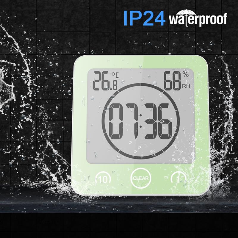 Waterdichte Lcd Digitale Klok Douche Elektronische Temperatuur Vochtigheid Monitor Klok Meter Voor Badkamer Kinderkamer Home Decoration