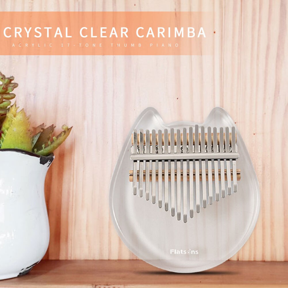 Transparent Cat Shap kimi kalimba 17 key thumb piano transparent crystal finger piano kalimba beginner Acrylic Thumb Piano