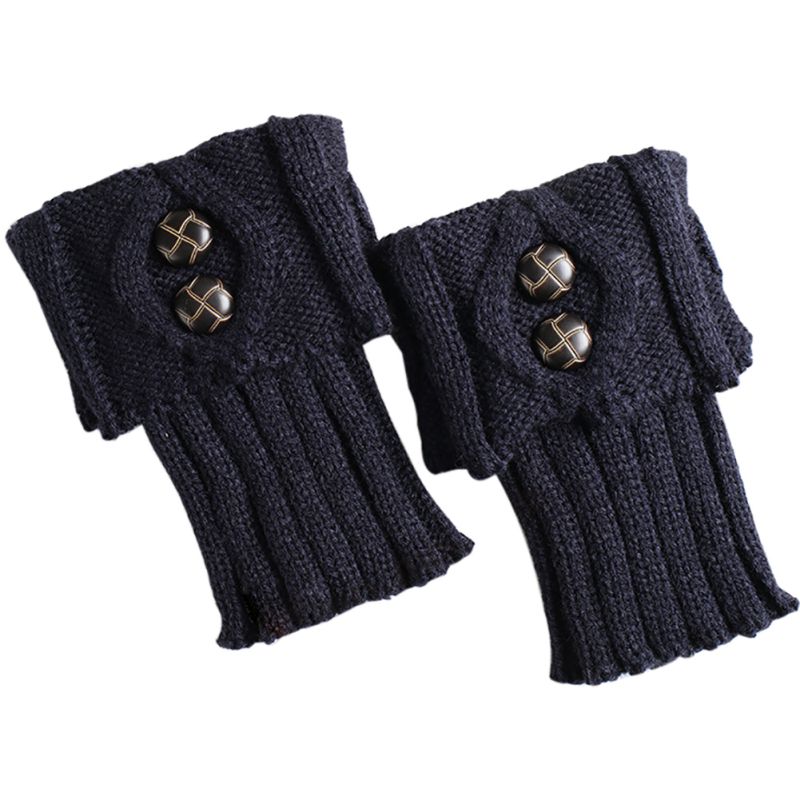 Knitted Leg Warmers Ladies Simple Winter Leg Warmers Short Section Knitted Crochet Button Long Socks Boots Cuffs Socks