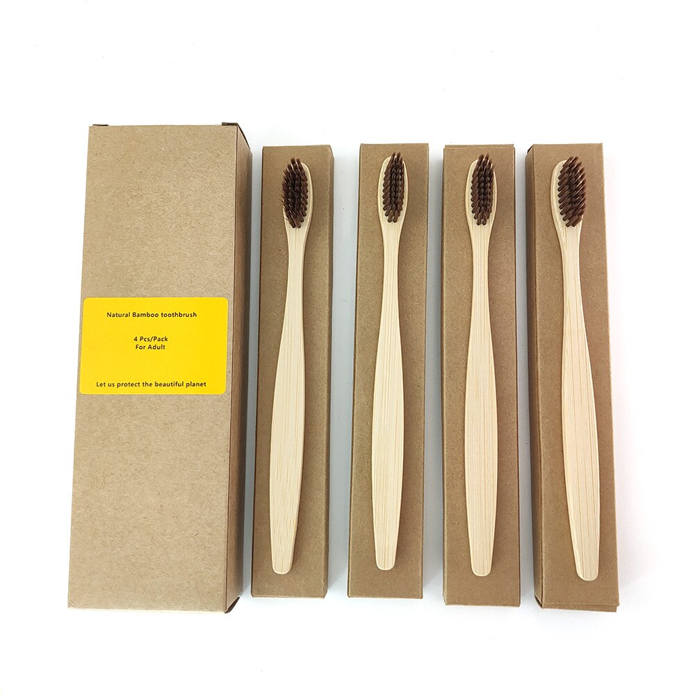4Pcs Toothbrush Soft Bristle Wooden Tooth Brush Natural Bamboo Handle Dental Oral Care Eco Friendly Travel Tooth Brush: 1198-C-1